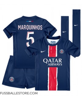 Günstige Paris Saint-Germain Marquinhos #5 Heimtrikotsatz Kinder 2024-25 Kurzarm (+ Kurze Hosen)